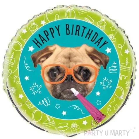balon foliowy happy birthday piesek unique 18 rnd