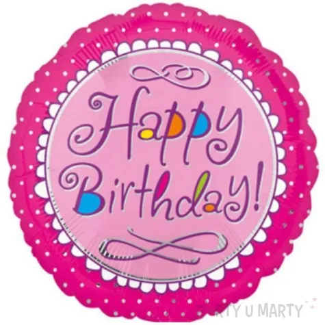 balon foliowy happy birthday pink amscan 17 rnd