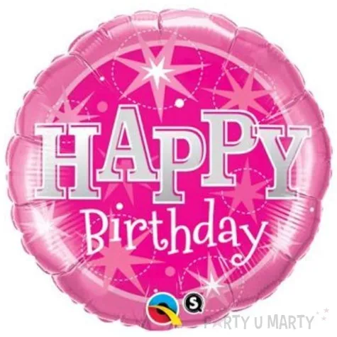 balon foliowy happy birthday pink star rozowy qualatex 18 rnd