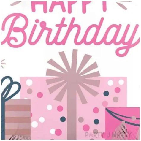 balon foliowy happy birthday prezenty dekoracja na urodziny bialo rozowy 18 rnd