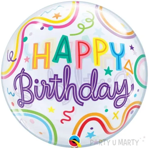 balon foliowy happy birthday qualatex bubble 22 orb