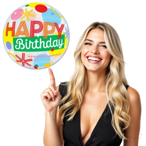 balon foliowy happy birthday qualatex bubbles 22 orb