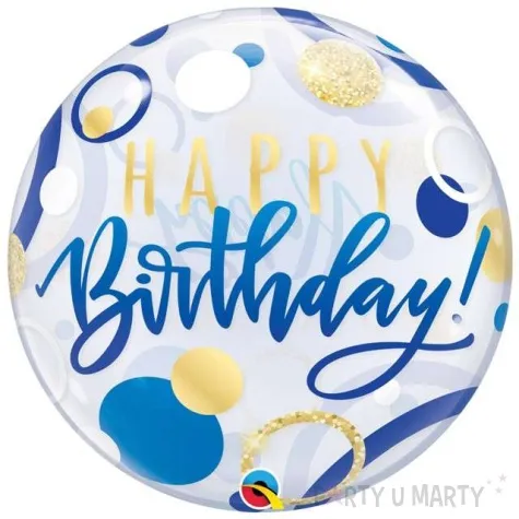 balon foliowy happy birthday qualatex bubbles 22 orb