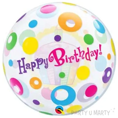 balon foliowy happy birthday qualatex bubbles 22 orb