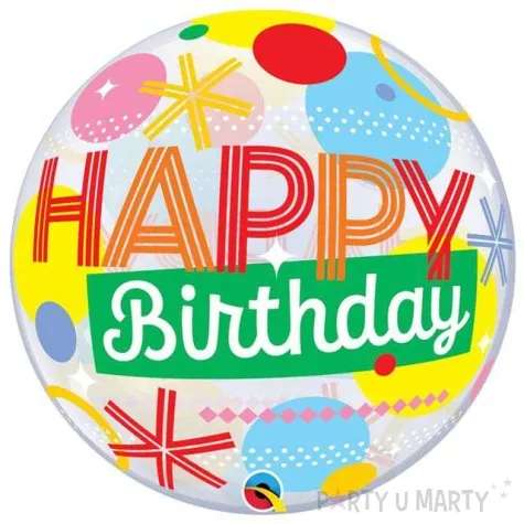 balon foliowy happy birthday qualatex bubbles 22 orb