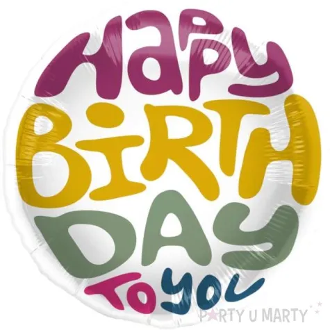 balon foliowy happy birthday retro bold folat 18 rnd