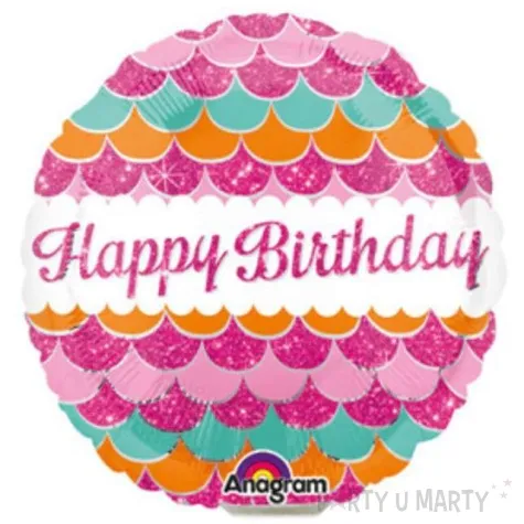 balon foliowy happy birthday rozowe luski amscan 9 shp