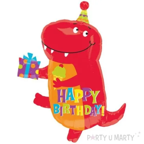 balon foliowy happy birthday saurus czerwony amscan 27 shp