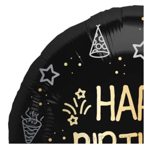 balon foliowy happy birthday shining glam czarny zloty folat 18 rnd