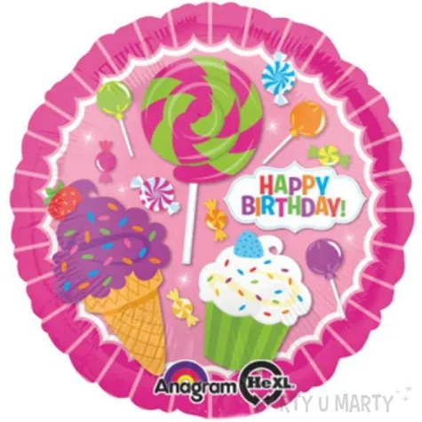 balon foliowy happy birthday sweetshop amscan 17 rnd