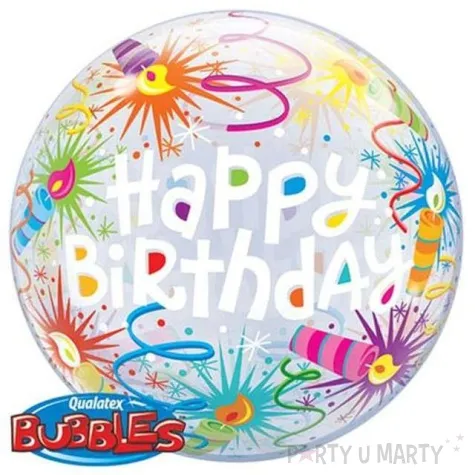balon foliowy happy birthday swieczki qualatex bubbles 22 orb