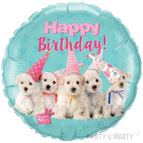 balon foliowy happy birthday szczeniaki qualatex 18 rnd