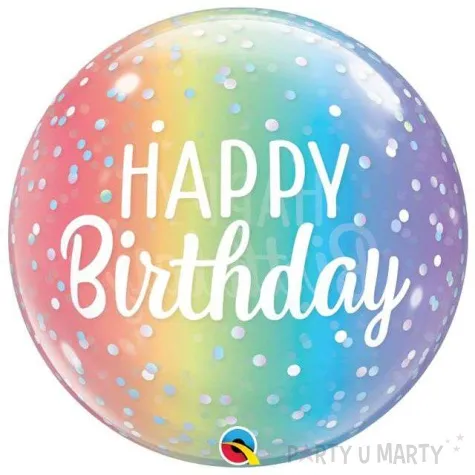 balon foliowy happy birthday tecza qualatex bubbles 22 orb