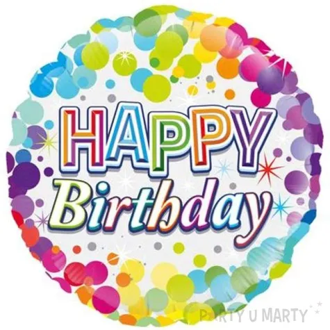 balon foliowy happy birthday teczowe oaktree 18 rnd