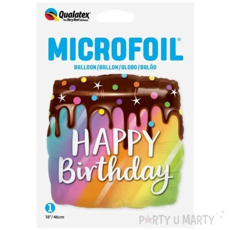balon foliowy happy birthday teczowy tort qualatex 18 sqr