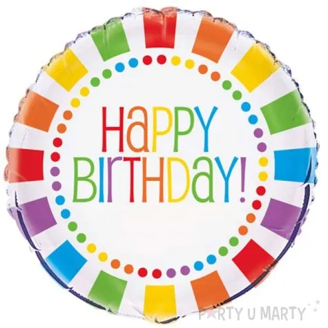 balon foliowy happy birthday teczowy unique 18 rnd
