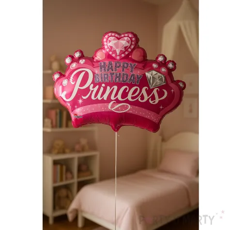 balon foliowy happy birthday tiara ksiezniczki rozowy amscan 24 shp