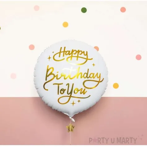 balon foliowy happy birthday to you bialy partydeco 14 rnd