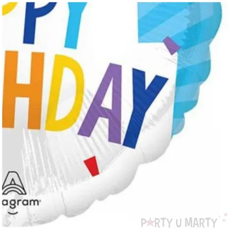 balon foliowy happy birthday tort dekoracja na urodziny niebieski 18 rnd