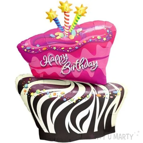 balon foliowy happy birthday tort zebra qualatex 41 shp