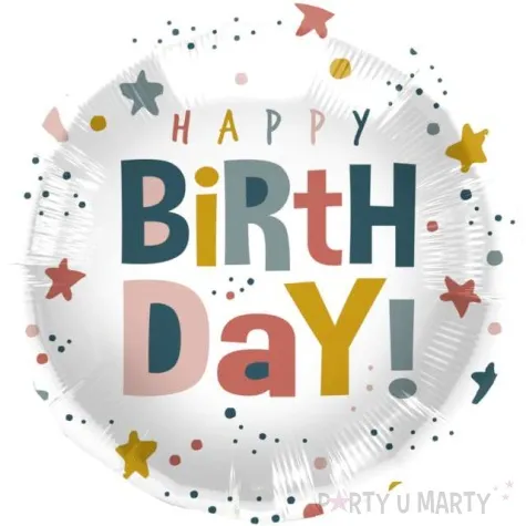 balon foliowy happy birthday twinkle dots folat 15 rnd