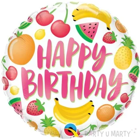 balon foliowy happy birthday urodzinowe owoce qualatex 18 rnd