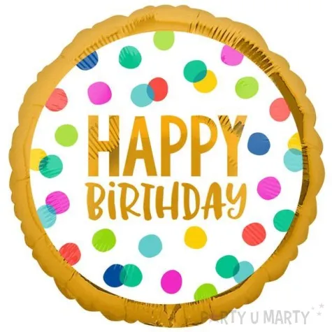 balon foliowy happy birthday w kropki amscan 17 rnd