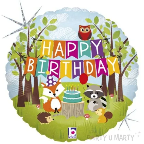 balon foliowy happy birthday woodland betallic 18 rnd