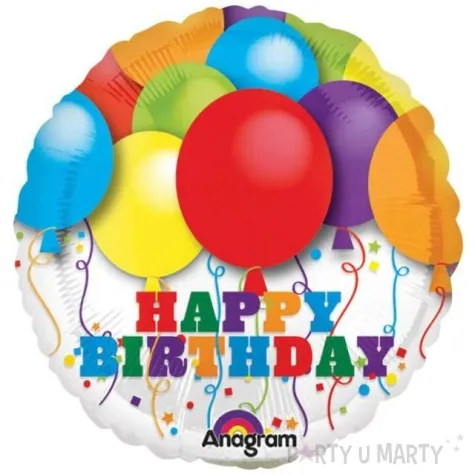 balon foliowy happy birthday z balonami amscan 9 shp