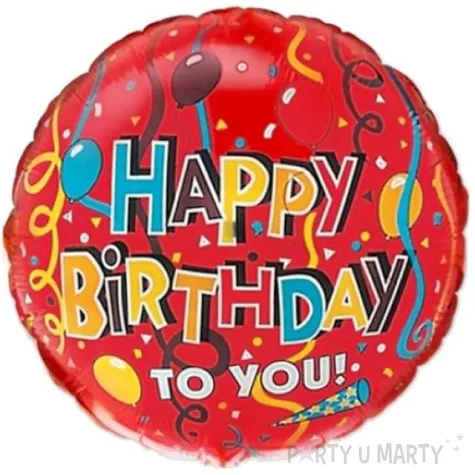 balon foliowy happy birthday z tasiemkami flexmetal 18 rnd