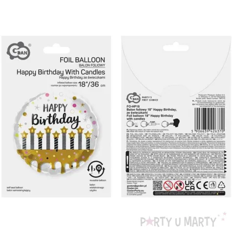 balon foliowy happy birthday ze swieczkami godan 18 rnd