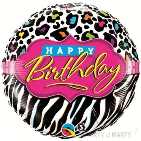 balon foliowy happy birthday zebra qualatex 18 rnd