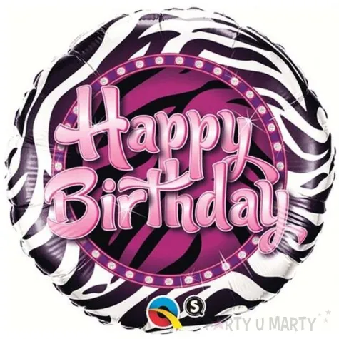 balon foliowy happy birthday zebra qualatex 18 rnd