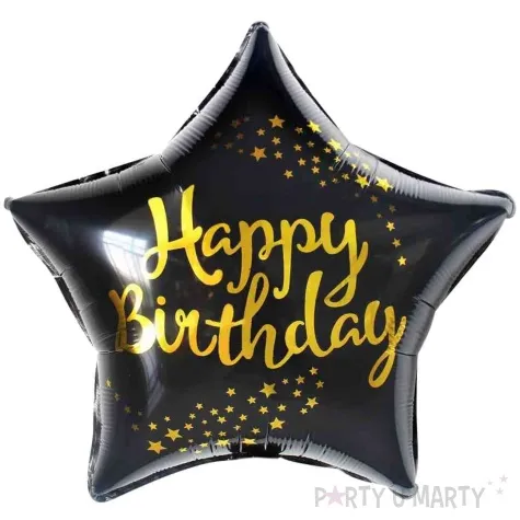 balon foliowy happy birthday zloto czarny jix 18 str