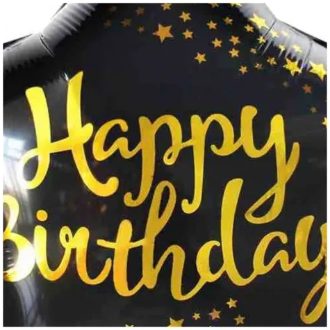 balon foliowy happy birthday zloto czarny jix 18 str