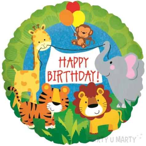 balon foliowy happy birthday zwierzeta betallic 18 rnd