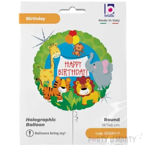 balon foliowy happy birthday zwierzeta betallic 18 rnd