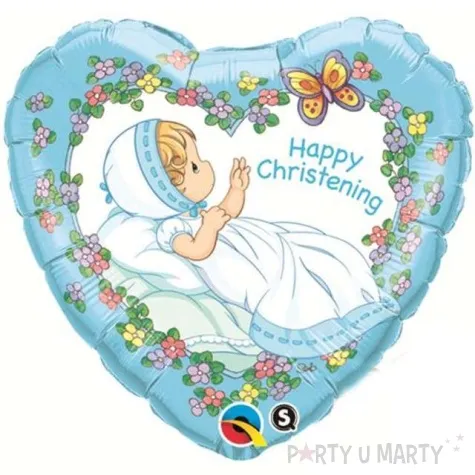 balon foliowy happy christening niebieski qualatex 18 hrt