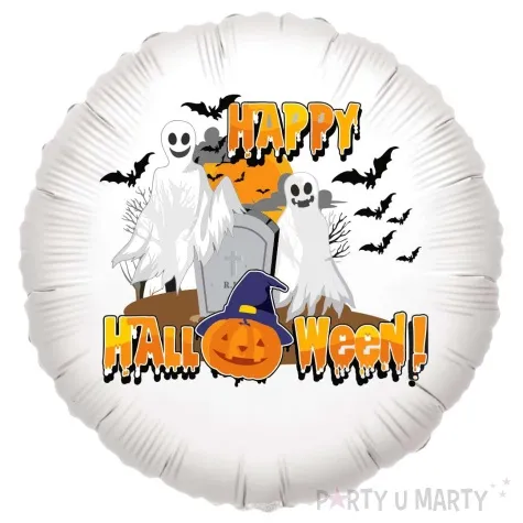 balon foliowy happy halloween bialy 18 rnd