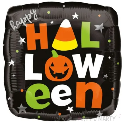 balon foliowy happy halloween czarny amscan 16 sqr