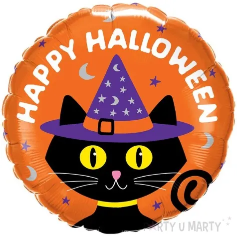 balon foliowy happy halloween kot czarownicy qualatex 18 rnd