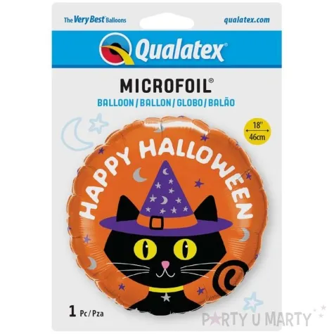 balon foliowy happy halloween kot czarownicy qualatex 18 rnd