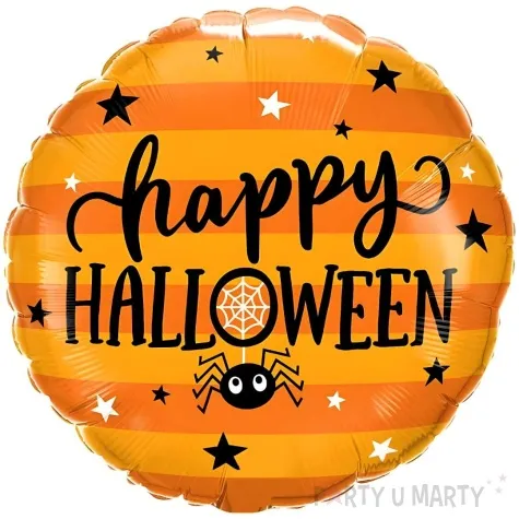 balon foliowy happy halloween pajak i gwiazdki pomaranczowy qualatex 18 rnd