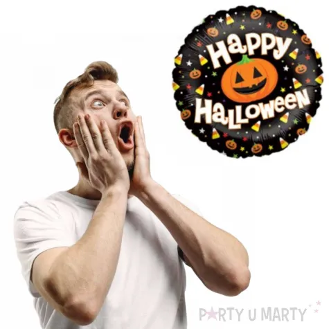 balon foliowy happy halloween z dynia betallic 18 rnd
