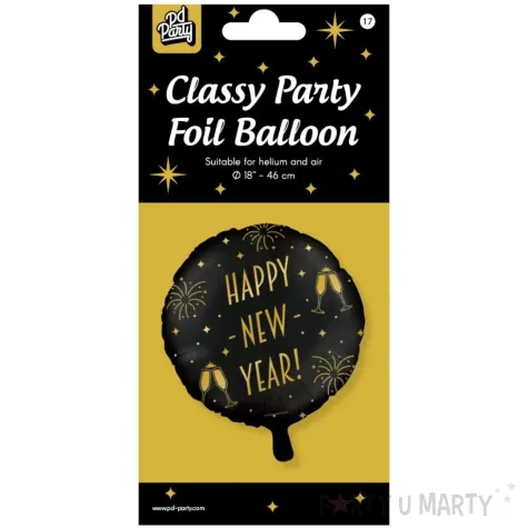 balon foliowy happy new year classy party zloto czarny pd party 18 rnd