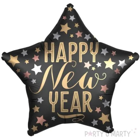 balon foliowy happy new year czarny amscan 9 str