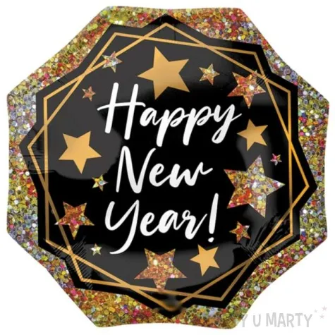 balon foliowy happy new year czarny holo amscan 22 shp
