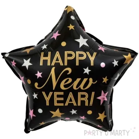 balon foliowy happy new year czarny partypal 18 str