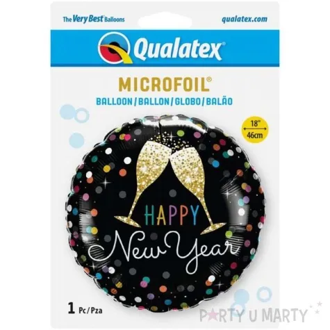 balon foliowy happy new year kieliszki qualatex 18 rnd