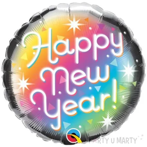 balon foliowy happy new year pryzmatyczny qualatex 18 rnd